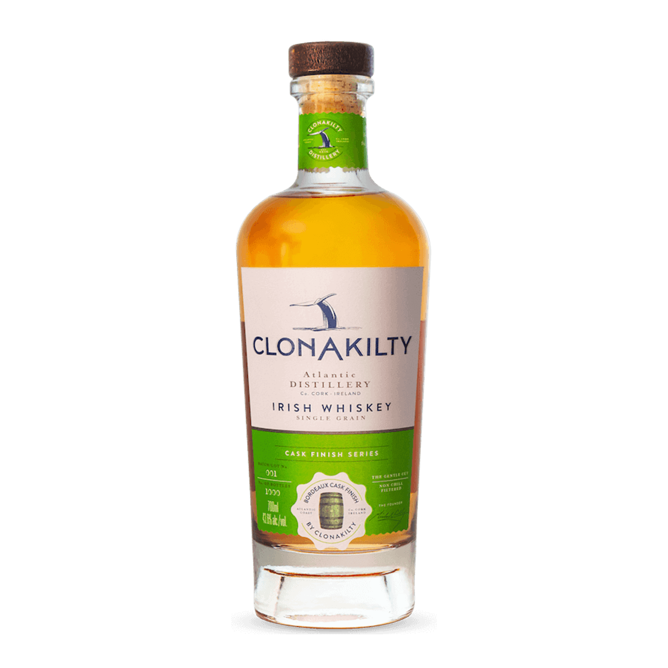 Clonakilty Single Grain Bordeaux Cask Finish Irish Whiskey
